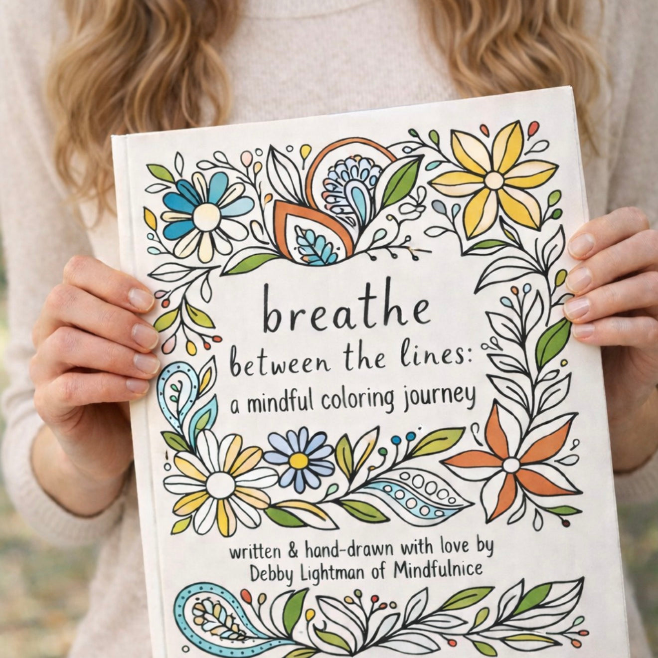 Mindful Coloring Book with mandala and floral line drawings designed for calm, focused coloring practice.