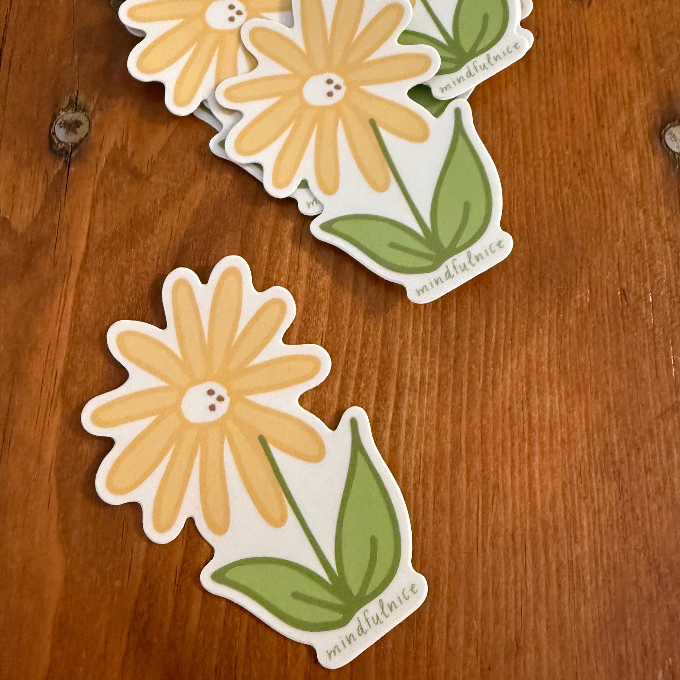 Yellow Daisy Flower Vinyl Decal Stickers by Mindfulnice